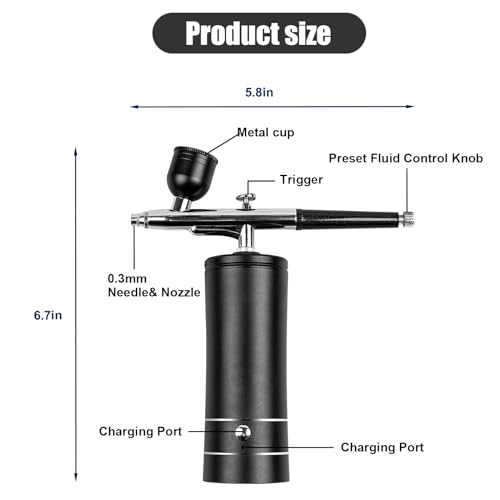 Esakoya Portable Airbrush Kit, Rechargeable Airbrush Kit with Compressor