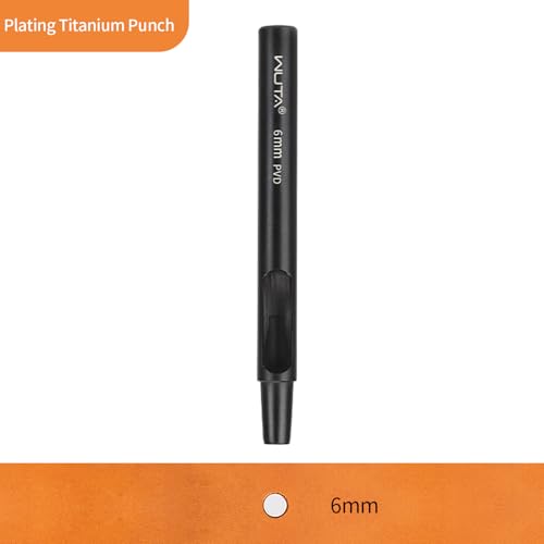 WUTA PVD Coated Leather Hole Punch, High-Carbon Steel Precision Round Punches for Belt & Watch Strap Making, Rust-Resistant Sharp Edge Craft Tools (1pc 6mm Hole Punch) - size: 6mm