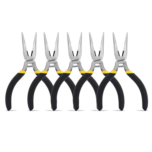 BOOSDEN 5 Inch Small Needle Nose Pliers 5 Pack Mini Jewelry Plier Bulk - size: 5" (5 Pack)