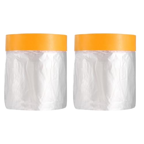HARFINGTON 2pcs Pre-Taped Masking Film 11.8" x65ft w Plastic Sheeting,Clear - size: 11.8"x65ft
