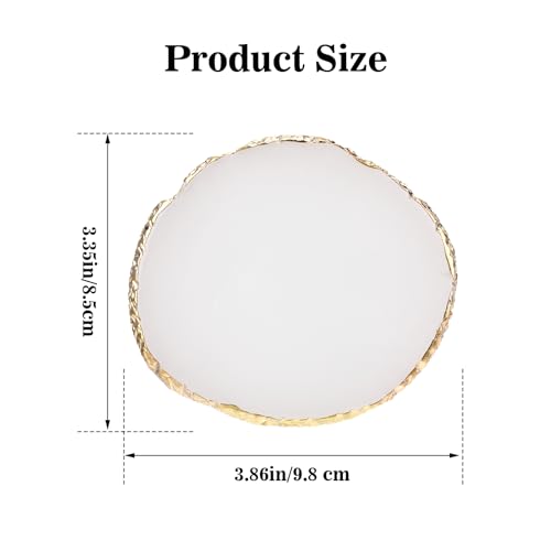 Ouligay Resin Art Palette Makeup Mixing Palette Gold Edge Nail Art Tool Gel Design Nail Art Makeup Mixing Tray DIY (White) - color: White