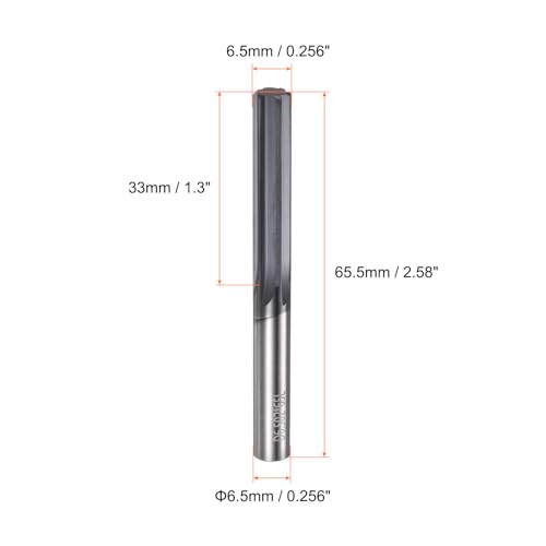 HARFINGTON Carbide Chucking Reamer 0.256"(6.5mm) Dia Straight Flute Straight Shank Machine Reamer Tool for Metal and Lathes CNC Machining Centers, Black - size: 0.256"