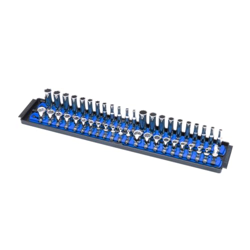 Ernst Manufacturing 19-Inch Socket Boss 2-Rail 1/4-Inch-Drive Socket Organizer, Blue (8455) - Made in USA - color: Blue, size: 1/4"
