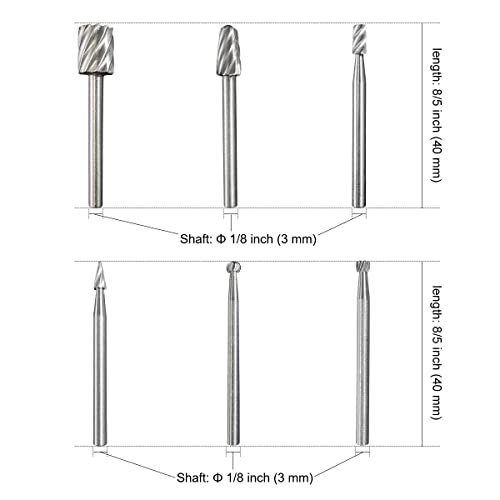 30pcs Rotary Bits Burr Set Tungsten Steel Carving Burr Bits with 1/8 inch Shank for DIY Woodworking, Carving, Engraving, Drilling. (30pcs)