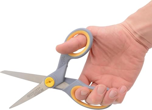 Westcott 8” Titanium Bonded Scissors with Adjustable Glide and Soft Handle, 2-Pack- Durable Multipurpose Scissors for Office, Home, and School Use, Sharp Precision Blades for Everyday Cutting - size: 2-Pack