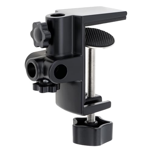 RTNLIT Desk Lamp Clamp, 0.49in/12.5mm 4 Hole Metal Table Mounting Clamp - color: Black