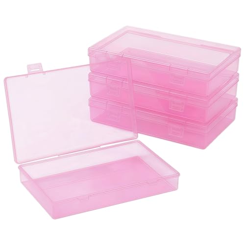 4-Pack Pink Plastic Boxes with Lids for Model Parts - color: Pink