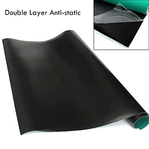 MYOYAY 23.6" x 118" Rubber ESD Soldering Mat Roll 0.08" Thick Anti-Static High Temperature Workbench Mat Electrical Grounding Desk Pad for Workstation Soldering Electronics Circuit Board Repair