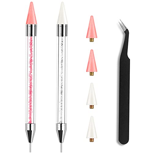 Kaychan Rhinestone Picker Tool,2 Bedazzling Pen ，4 Extra Wax Tips&Tweezer