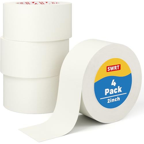 SWRT Masking Tape 2 Inch Wide, White Painters Tape, 4 Rolls x 55 Yards