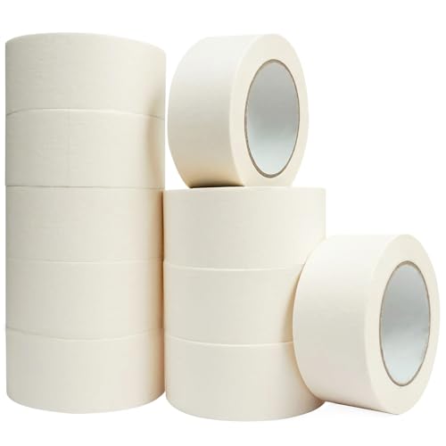 TOTDTDA Masking Tape 2 Inch, 10 Pack White Masking Tape Bulk for General Purpose Use, 2 Inches X 55 Yards X 10 Rolls (550 Total Yards)