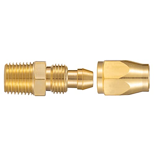 Premium Solid Brass 10PCS Reusable Replacement Fitting For 1/4-Inch ID Hose,1/4-Inch NPT Rigid (10 PCS 1/4 Inch) - size: 10PCS 1/4 Inch