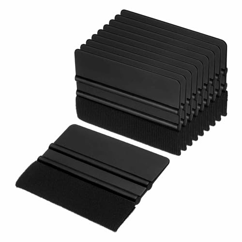 HARFINGTON 10pcs Car Vinyl Scraper 4inch Vinyl Squeegee Felt Edge Squeegee Tool for Car Window Tint Wallpaper Decal Sticker Installation Crafts Car Wrap Paste, Black - color: Black