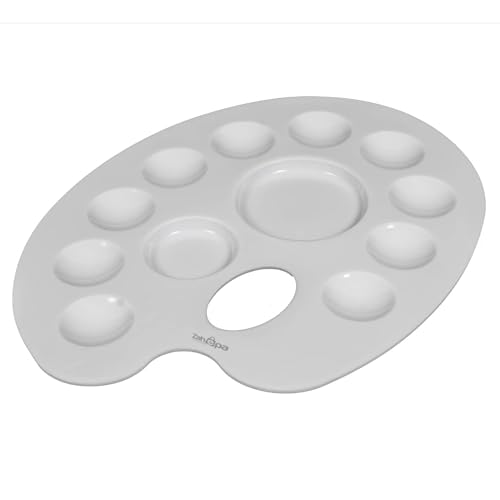Zahepa Oval Paint Tray Palette with Thumb Hole, 12 Compartments, Watercolor - style: Oval - 12 Compartments