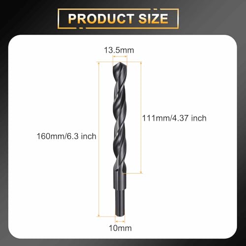HARFINGTON 13.5mm Drill Bit 10mm Reduced Shank Round 4241 HSS 118° - size: 13.5mm, style: 10mm Shank