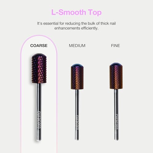 Curacoro Nail Drill Bits 3/32'' L-Shaped Smooth Top Carbide Bit (Coarse) - color: Galaxy - L-Smooth Top, size: Coarse