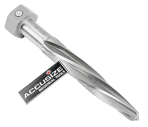 Accusize Industrial Tools 13/16 inch Bridge Reamer, Magnetic Hex Shank, Hss Spiral Flutes Aligning Reamers, Car Reamers, 1523-8035 - size: 13/16 inch