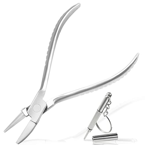 Eyeglasses Frame Pliers 6 Inch Nylon Jaw Half Flat Nose Pliers Glasses Repair & Assembling Tools with Professional Eyeglass Repair Screwdriver - size: G