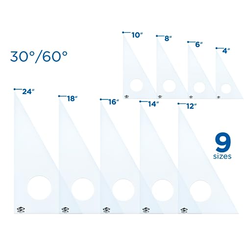 ALVIN Drafting Triangle, Clear Acrylic, 30/60 Degrees, 24 in, 130C-24 - size: 24", style: 30/60 Degrees