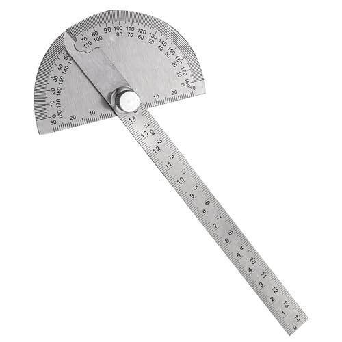 Stainless Steel Round Head Protractor, 0-180 Degree Angle Finder Ruler