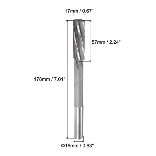 uxcell Chucking Reamers, 17mm H7 4241 High Speed Steel Spiral Flutes Lathe Machine Reamer Milling Cutter - size: 17mm