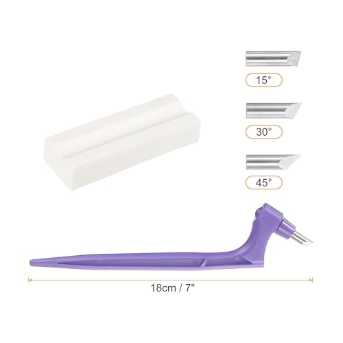 HARFINGTON Craft Cutting Tools 15/30/45 Degree Blades 360 Degree Rotating Blade Stainless Steel Cutter Pen Knife with Sharpening Stone for DIY Crafts Stencils Scrapbooks, Purple - color: Purple