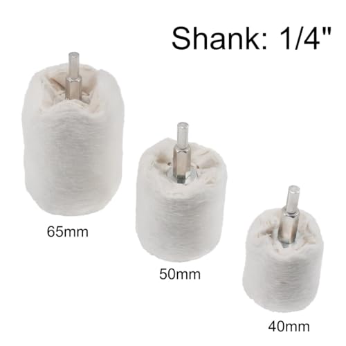 3 Pcs 1/4" Shank White Flannelette Polishing Wheels - style: Cylinder shape
