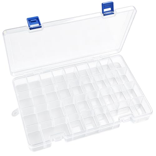 Qualsen Bead Organizer Box with Adjustable Dividers, 34 Girds, 2 Pack - size: 34 Gird-2pcs
