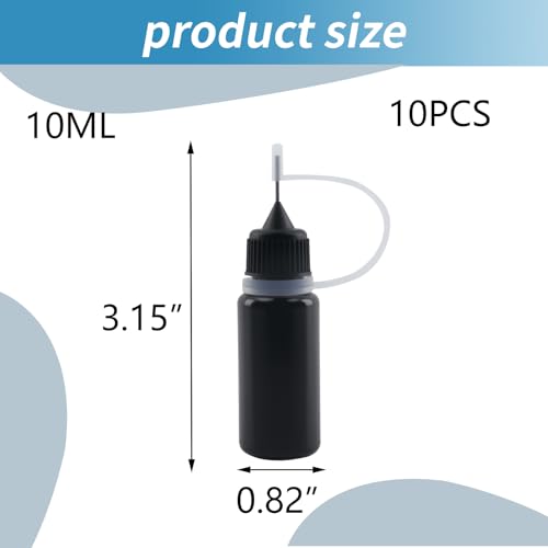 T Tulead 10PCS Black Tip Applicator Metal Needle - style: Black,10ml