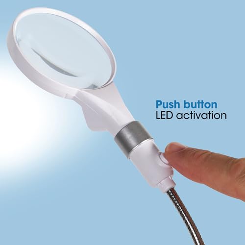 OttLite LED Clip and Freestanding Magnifier Lamp, White