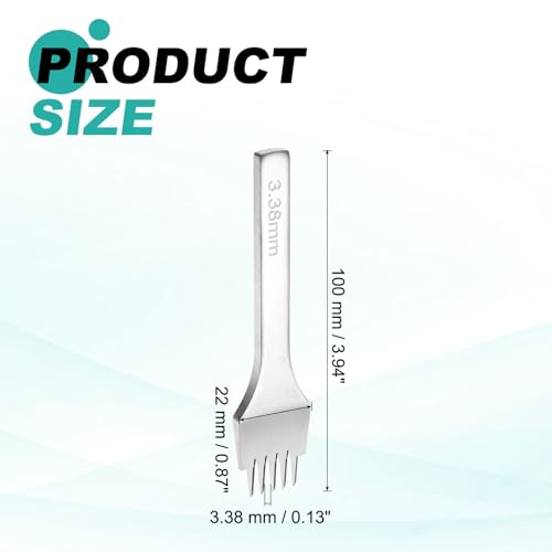 HARFINGTON Leather Stitching Punch 3.38mm 5 Prong Carbon Steel Leather Punch Hole Tool Chisel for DIY Craft Handbag Wallets Card Belt Holders Key Holders Belts, White - color: White, size: 3.38mm 5 Prong