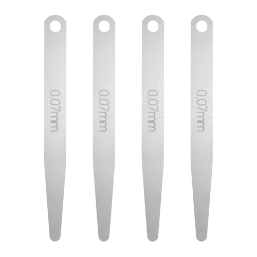 HARFINGTON 4pcs Metric Thickness Feeler Gauge 0.07mm Single Blade Oval Feeler Gauge 304 Stainless Steel Gap Measuring Tool for Repair Valve Guitar Spark Plug - size: 0.07mm