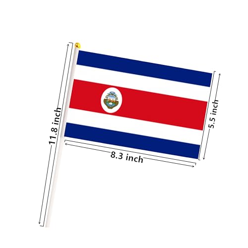 50 Pack Costa Rica Costa Rican on Stick Flags,Small Mini Hand Held Costa Rica Costa Rican Flags 5.5x8.3 Inch, Grand Opening, Carnival,Party Events Celebration - color: Costa Rica