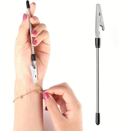 1PC Bracelet Assistance Tool Hands Free Clasp Clamp Precision Hooking for Jewelry Making Bracelet Fastening and Repair, Silver - color: Silver