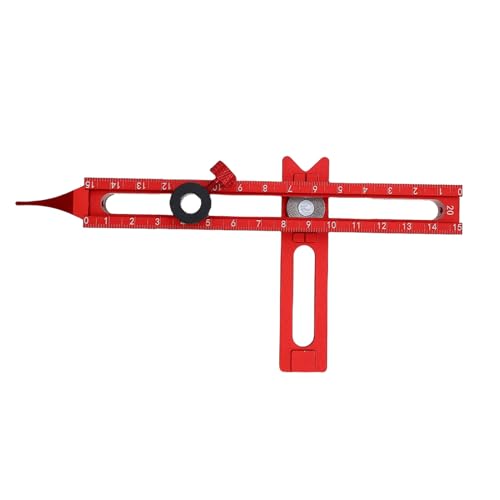 Fabater Woodworking Scriber Marking Line Ruler, 15CM Adjustable Aluminum Alloy Sliding T Square Ruler, Precision Line Drawing Aid Rule Tool, Multifunctional Marking Tools (Style 2)