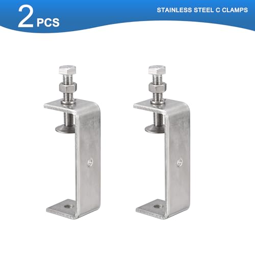 2 Pack 304 Stainless Steel C Clamps with 100mm/3.94" Stable Wide Jaw Opening Tiger Clamp for Woodworking Welding Construction Household Mount - size: 100mm/3.94"