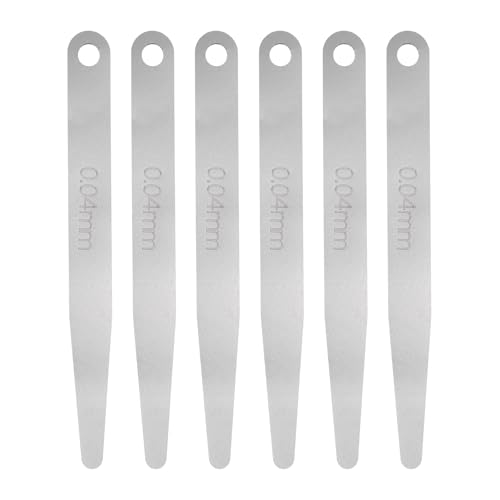HARFINGTON 6pcs Metric Thickness Feeler Gauge 0.04mm Single Blade Oval Feeler Gauge 304 Stainless Steel Gap Measuring Tool for Repair Valve Guitar Spark Plug - size: 0.04mm