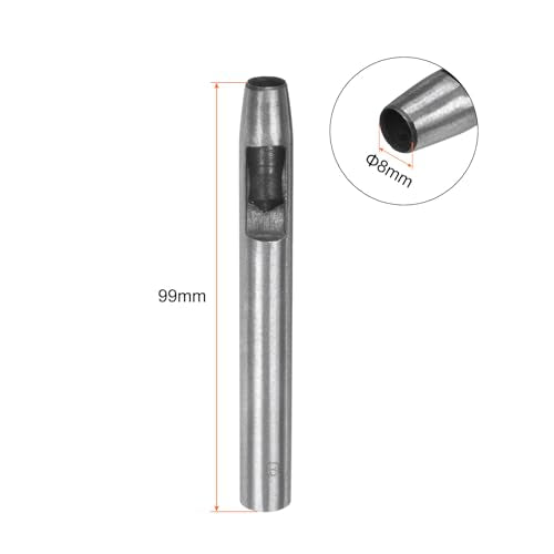 HARFINGTON Hollow Punch for Leather 8mm Round Hole Punch Tool for Belt Puncher Carbon Steel Single Punch for Watch Belts Cut Leather Craft Rubber Paper Fabric Plastic Soft Material - size: 8mm