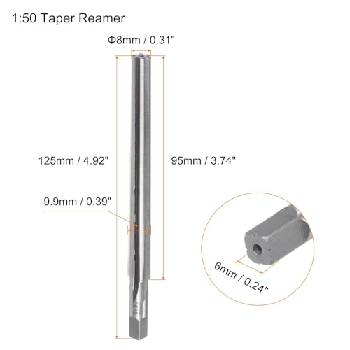 HARFINGTON Tapered Hand Reamers 1:50 8mm Small Dia 9.9mm Big Dia Flute - size: 8mm - 9.9mm