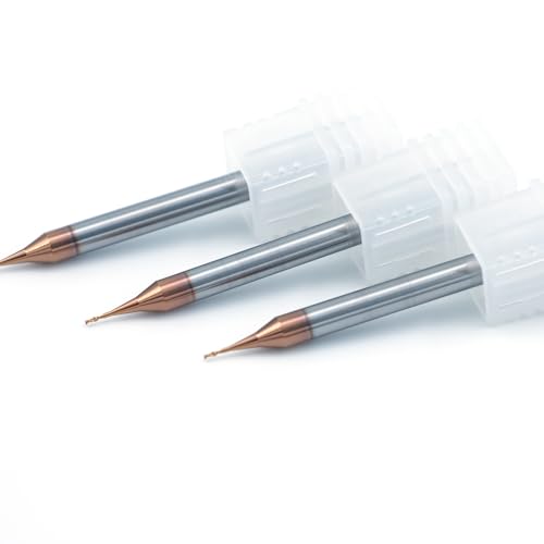 3PCS HRC60 2 Flutes Micro Carbide Flat End Mill 0.6mm Cutting Dia × 4mm Shank × 50mm OAL – Precision CNC Router Bit for Metal, PCB, Plastic, Mold Milling with ALTIN Coating - size: Cutting diameter 0.6mm