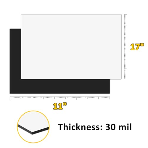 2 Pack, 11"x17" Adhesive Ferrous Sheets for Magnet, Flexible Steel Vinyl Magnetically-Receptive Sheet, Flat Rubber Metal Steel Pad, Flexible Iron Mat Work with All Magnets - color: Black, size: 11"x17"
