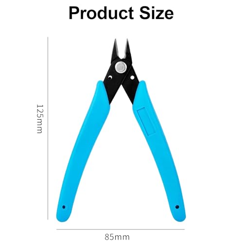 Micro Wire Cutters Precision Flush Cutter Pliers for Jewelry Making Electronics Craft 5 Inch Mini Side Cutting Nippers for Zip Ties Plastic Models and Hobby Projects 2PCS Light Blue