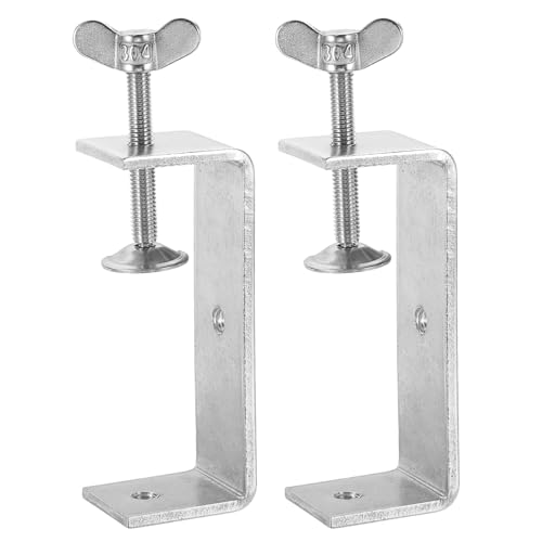 HARFINGTON 2Pcs 304 Stainless Steel C Clamps 100mm with Press Screw,Silver - size: 100mm