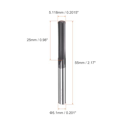 HARFINGTON Carbide Chucking Reamer 0.2015"(5.118mm) Dia Straight Flute Straight Shank Machine Reamer Tool for Metal and Lathes CNC Machining Centers, Black - size: 0.2015"