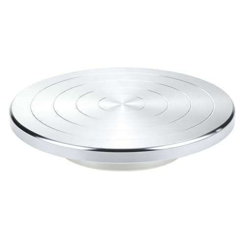 QWORK Sculpting Wheel, 8 Inch Double-Sided Aluminum Alloy Turntable with Smooth Rotation, Versatile Use for Clay Modeling, Cake Decorating, and Art Display