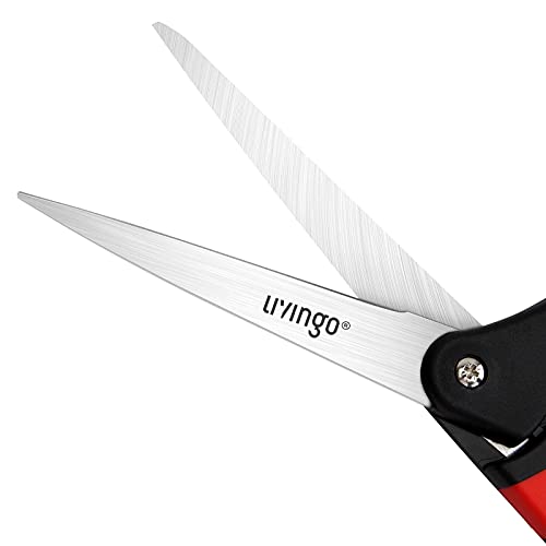 LIVINGO 10" Spring Action Fabric Scissors Heavy Duty Sewing Shears - color: Black/Red