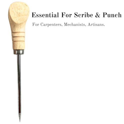ToolUSA (2 Pack) 4" Scriber Set | 7" (17.8 cm) Overall | Rounded Wooden Handle | Stainless Steel | Precision Marking & Puncturing | Workshop Essential