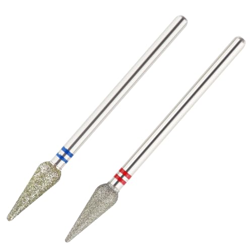QUNZHAO 2Pcs Diamond Nail Drill Bits Carbide Conical Micro Cuticle Remover Bit for Under Nail Dead Skin Cleaning Cuticle Remove Nail Art Design Manicure (12 set 4.0mm Bud Shape) - size: 12 set 4.0mm Bud Shape