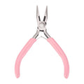 HARFINGTON Needle Nose Pliers 5" Mini Jewelry Pliers with Cutter & Non-slip PVC Handle Thin Precision Jewelry Flat Jaw for Beading Tool Hobby Craft, Pink