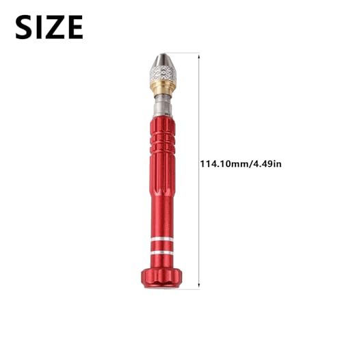 Precision Pin Vise Hand Drill, 3 Jaw Manual Drill SDZKQ-02 (Red) - color: Red